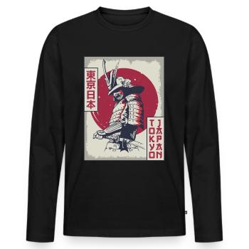 Samurai Tokyo Japan Japanese Aesthetics Gift - Men's Premium Organic Long Sleeve Shirt - black - Front - Nico (187cm)