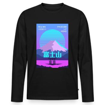 Mt Fuji Fujiyama Torii Vaporwave Aesthetic Gesc - Men's Premium Organic Long Sleeve Shirt - black - Front - Nico (187cm)