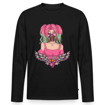 Cyborg Anime Girl Cyber Punk Cyber Esthétique - T-shirt manches longues Premium bio Homme - noir - Devant - Nico (187cm)