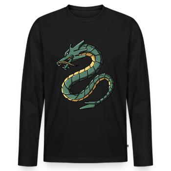 Cyborg Dragon Japonais Cyber Punk Cyber Esthétique - T-shirt manches longues Premium bio Homme - noir - Devant - Nico (187cm)