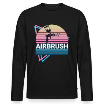 Airbrush Sprühfarbe Retro Geschenk - Männer Premium Bio Langarmshirt - Schwarz - Vorne - Nico (187cm)
