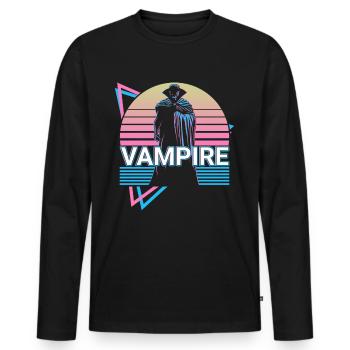 Vampir Halloween Blutsauger Retro Geschenk - Männer Premium Bio Langarmshirt - Schwarz - Vorne - Nico (187cm)