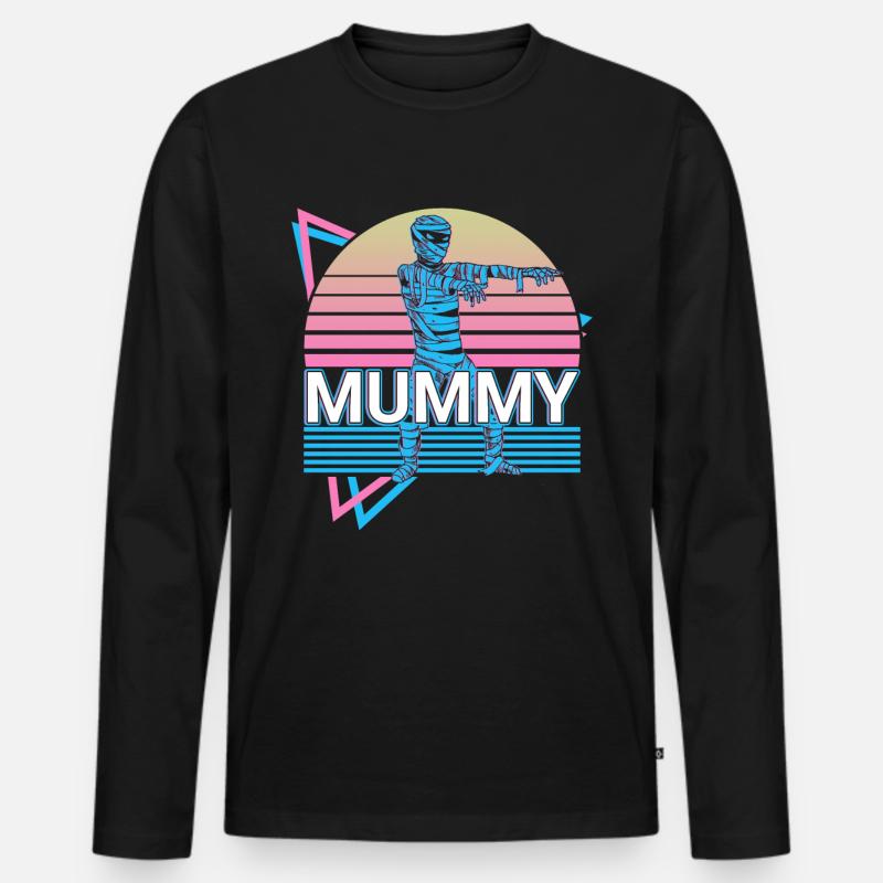 Mumie Halloween Retro Geschenk - Männer Premium Bio Langarmshirt - Schwarz