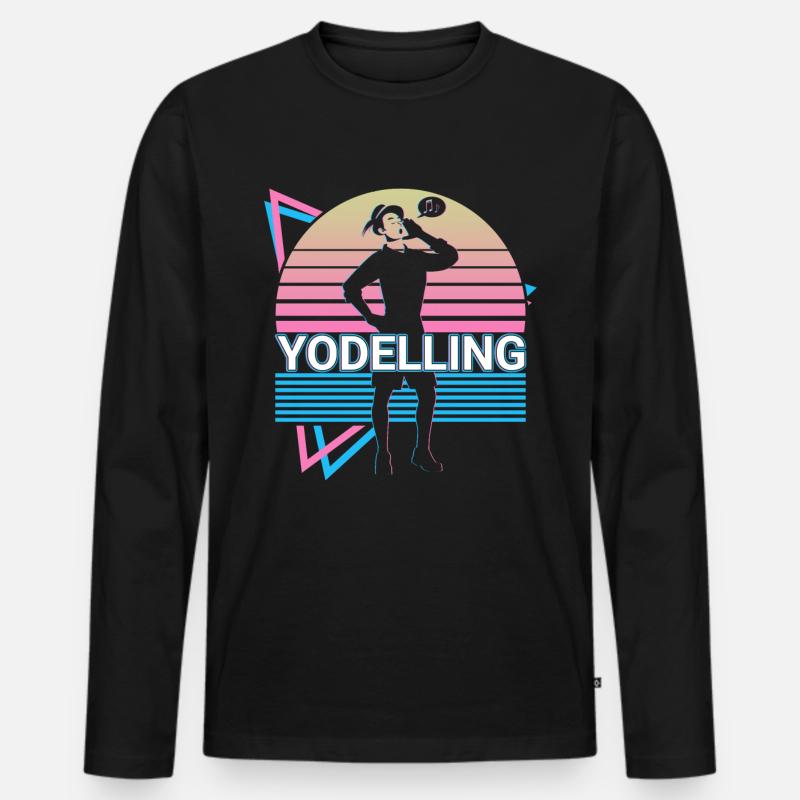 Jodelndes Retro-Geschenk - Männer Premium Bio Langarmshirt - Schwarz