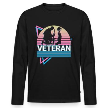 Veteran US Armee US Soldat Retro Geschenk - Männer Premium Bio Langarmshirt - Schwarz - Vorne - Nico (187cm)
