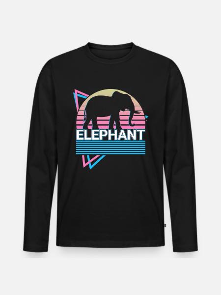 Elefant Retro Geschenk - Männer Premium Bio Langarmshirt - Schwarz