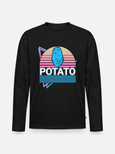 Potato Retro Gift - Men's Premium Organic Long Sleeve Shirt - black