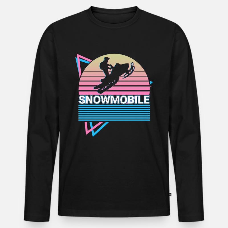 Schneemobil Retro Geschenk - Männer Premium Bio Langarmshirt - Schwarz