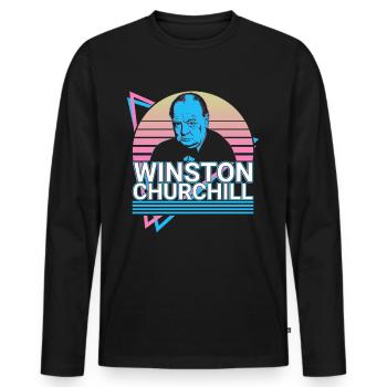 Winston Churchill Cadeau Rétro - T-shirt manches longues Premium bio Homme - noir - Devant - Nico (187cm)