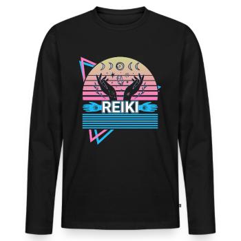 Reiki Healer Spiritual Healing Gift - Men's Premium Organic Long Sleeve Shirt - black - Front - Nico (187cm)