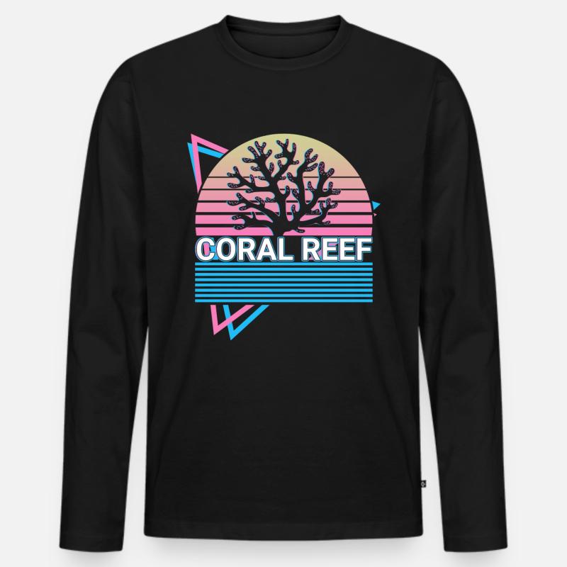 Korallenriff Retro Geschenk - Männer Premium Bio Langarmshirt - Schwarz