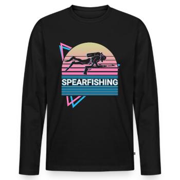 Speerfischen Speerfischer Retro Geschenk - Männer Premium Bio Langarmshirt - Schwarz - Vorne - Nico (187cm)