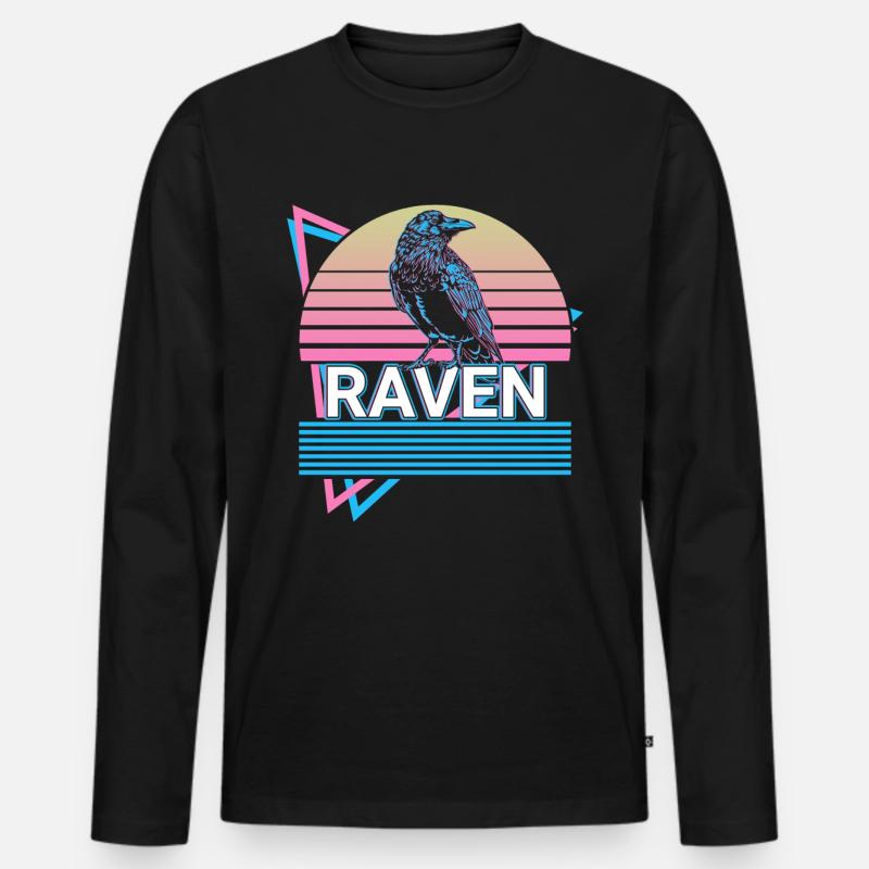Raven Crow Retro Geschenk - Männer Premium Bio Langarmshirt - Schwarz