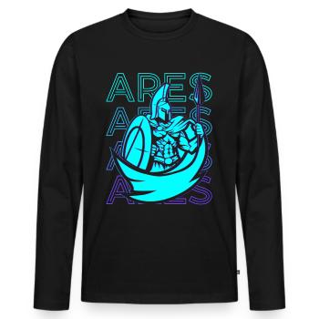 Ares Greek God War Rétro Cadeau - T-shirt manches longues Premium bio Homme - noir - Devant - Nico (187cm)