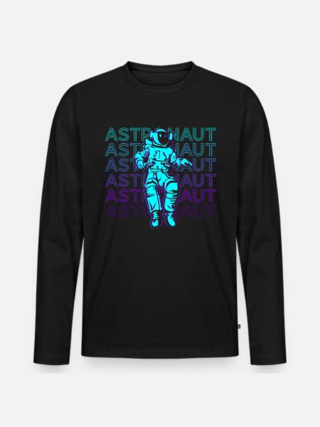 Astronaut Retro Gift - Men's Premium Organic Long Sleeve Shirt - black