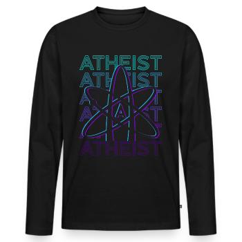 Athée Athéisme Anti-Religion Science Atomw - T-shirt manches longues Premium bio Homme - noir - Devant - Nico (187cm)
