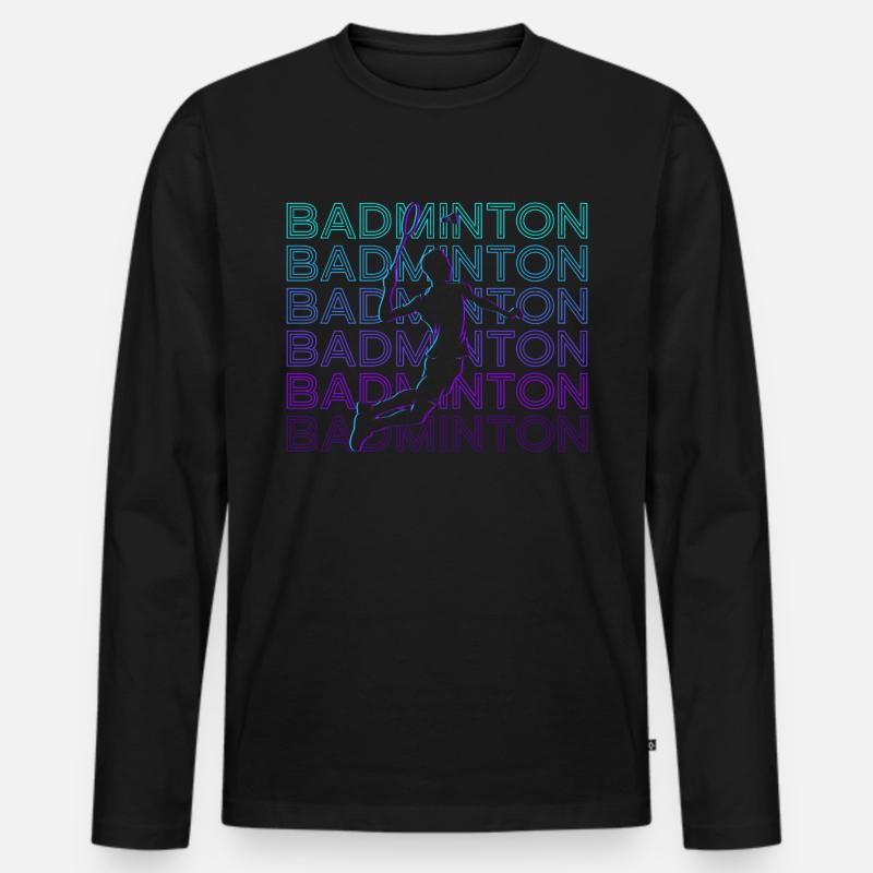 Badmintonspieler Retro Geschenk - Männer Premium Bio Langarmshirt - Schwarz