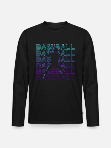 Baseball Player Retro Gift - Men's Premium Organic Long Sleeve Shirt - black