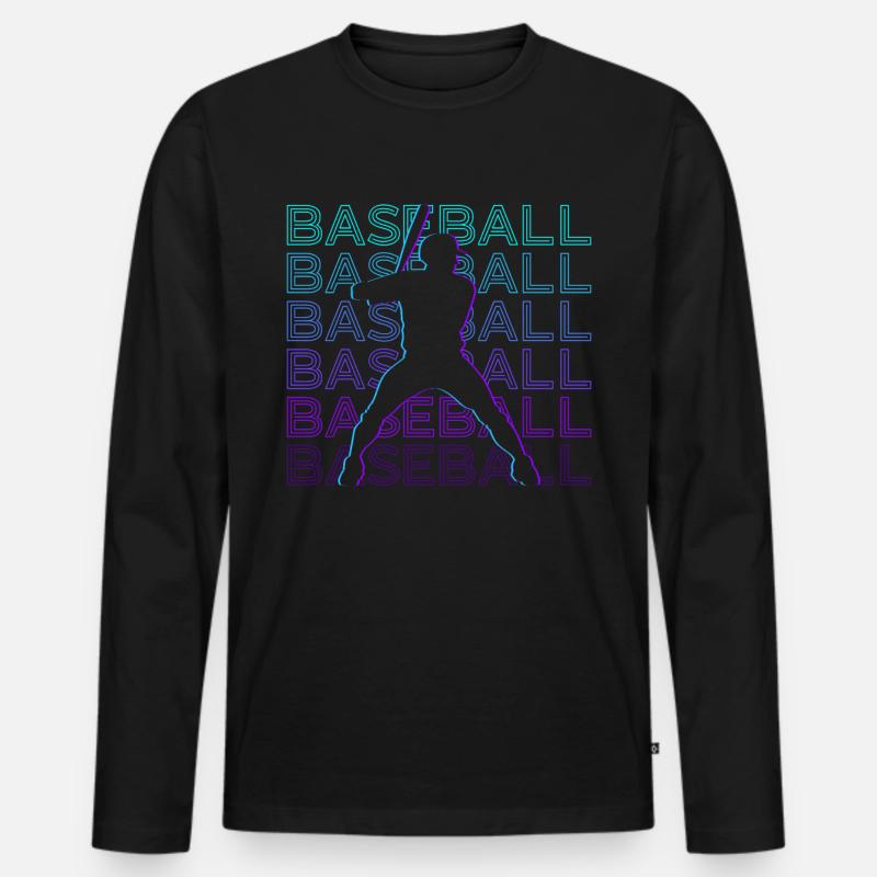Baseballspieler Retro Geschenk - Männer Premium Bio Langarmshirt - Schwarz
