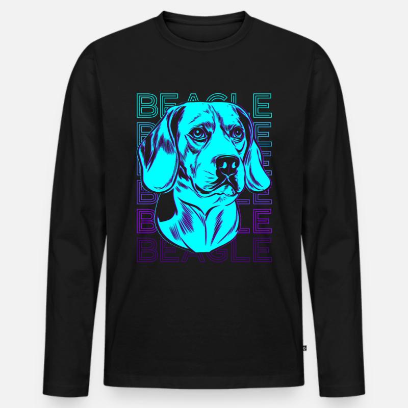 Beagle Retro Geschenk - Männer Premium Bio Langarmshirt - Schwarz