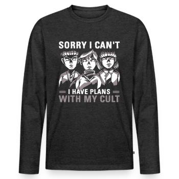 Funny Cult Occult Gift - Men's Premium Organic Long Sleeve Shirt - heather anthracite - Front - Nico (187cm)