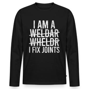 Funny Welder Welder Gift - Men's Premium Organic Long Sleeve Shirt - black - Front - Nico (187cm)