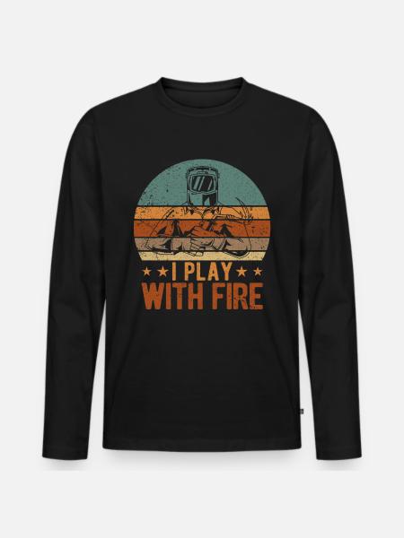 Funny Welder Welding Retro Gift - Men's Premium Organic Long Sleeve Shirt - black