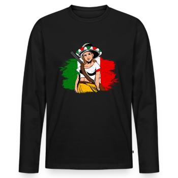 La Adelita Soldat mexicain Mexique Drapeau Gesc - T-shirt manches longues Premium bio Homme - noir - Devant - Nico (187cm)