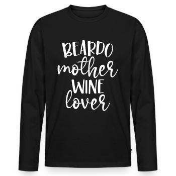 Cadeau dragon barbu - T-shirt manches longues Premium bio Homme - noir - Devant - Nico (187cm)