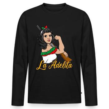 La Adelita Cadeau soldat mexicain - T-shirt manches longues Premium bio Homme - noir - Devant - Nico (187cm)