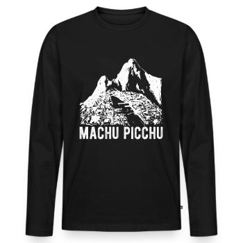 Machu Picchu Pérou Inca Cadeau - T-shirt manches longues Premium bio Homme - noir - Devant - Nico (187cm)