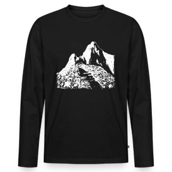 Machu Picchu Pérou Inca Cadeau - T-shirt manches longues Premium bio Homme - noir - Devant - Nico (187cm)