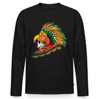 Aztèque Eagle Warrior Mayan Skull Inca - T-shirt manches longues Premium bio Homme - noir - Devant - Nico (187cm)