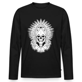 Aztèque Eagle Warrior Mayan Skull Inca - T-shirt manches longues Premium bio Homme - noir - Devant - Nico (187cm)