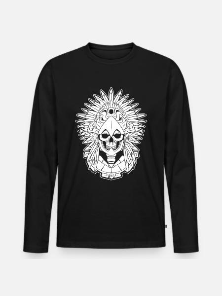Azteken-Adler-Krieger Maya-Schädel Inka - Männer Premium Bio Langarmshirt - Schwarz