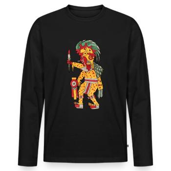 Xipe Totec Dieu Aztèque Nahuatl Maya Inca Tol - T-shirt manches longues Premium bio Homme - noir - Devant - Nico (187cm)