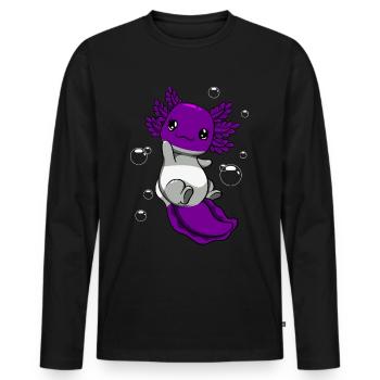 Drapeau gris sexé axolotl pile kawaii - T-shirt manches longues Premium bio Homme - noir - Devant - Nico (187cm)