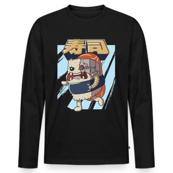 Cyborg Japonais Sushi Monster Cyber Punk Cyber - T-shirt manches longues Premium bio Homme - noir - Devant - Nico (187cm)