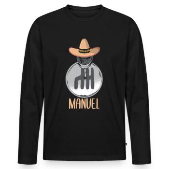 Funny Car Manual Shift lever knob on Sombrero - Men's Premium Organic Long Sleeve Shirt - black - Front - Nico (187cm)