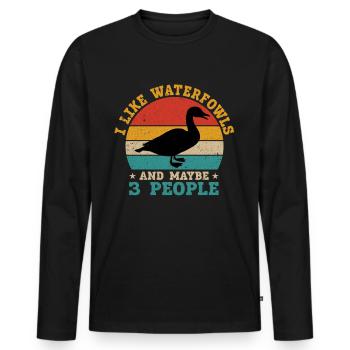 Chasse amusante à la sauvagine - T-shirt manches longues Premium bio Homme - noir - Devant - Nico (187cm)