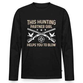 Drôle de chasse à la sauvagine Chasse au canard - T-shirt manches longues Premium bio Homme - noir - Devant - Nico (187cm)