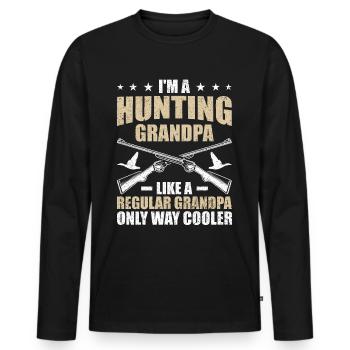 Drôle de grand-père chasseur de sauvagine - T-shirt manches longues Premium bio Homme - noir - Devant - Nico (187cm)