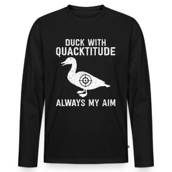Funny duck hunting duck hunter - Men's Premium Organic Long Sleeve Shirt - black - Front - Nico (187cm)