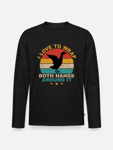 Funny Funny Duck Hunt under - Men's Premium Organic Long Sleeve Shirt - black