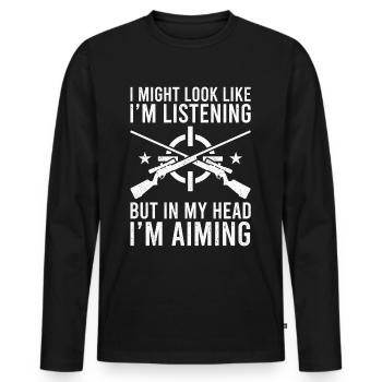 Drôle de chasse pour les chasseurs - T-shirt manches longues Premium bio Homme - noir - Devant - Nico (187cm)