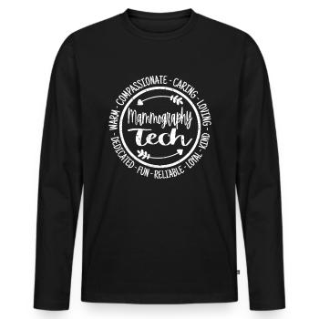 Mammographie Tech Rad Tech Vintage - T-shirt manches longues Premium bio Homme - noir - Devant - Nico (187cm)