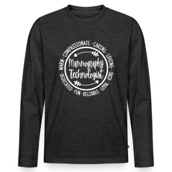 Technologue en mammographie Vintage - T-shirt manches longues Premium bio Homme - anthracite chiné - Devant - Nico (187cm)