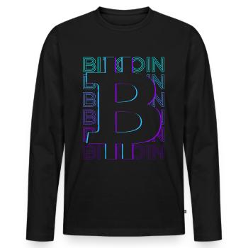 Bitcoin Crypto Crypto Rétro Cadeau - T-shirt manches longues Premium bio Homme - noir - Devant - Nico (187cm)