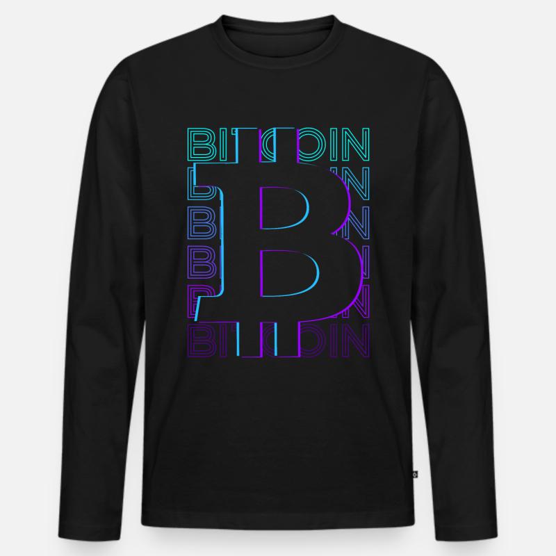Bitcoin Kryptowährung Krypto Retro Geschenk - Männer Premium Bio Langarmshirt - Schwarz