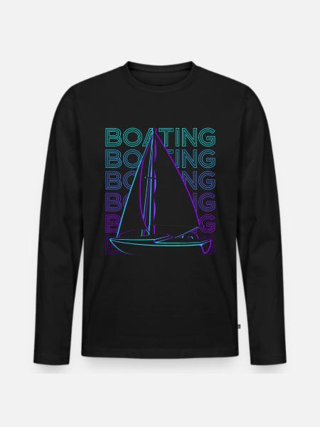 Bootfahren Segelboot Retro Geschenk - Männer Premium Bio Langarmshirt - Schwarz